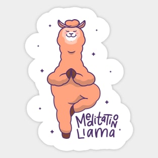 Cute Llama Meditation Llama Sticker